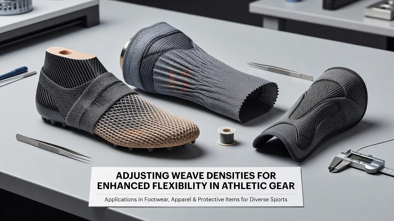 Close-up view of varied weave densities in athletic fabric samples showing flexibility differences