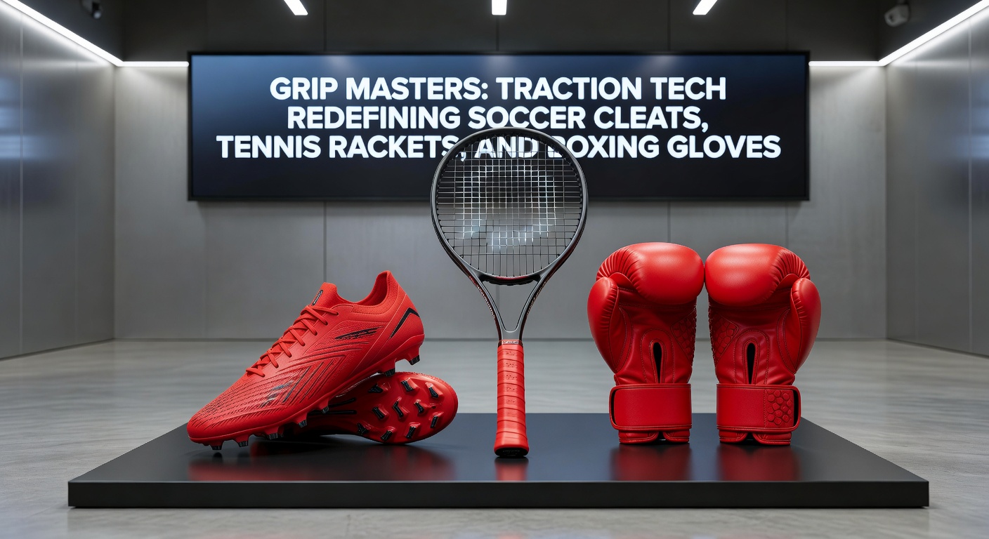 Tennis player mid-serve with Grip Masters racket handle showing enhanced grip texture under sweat