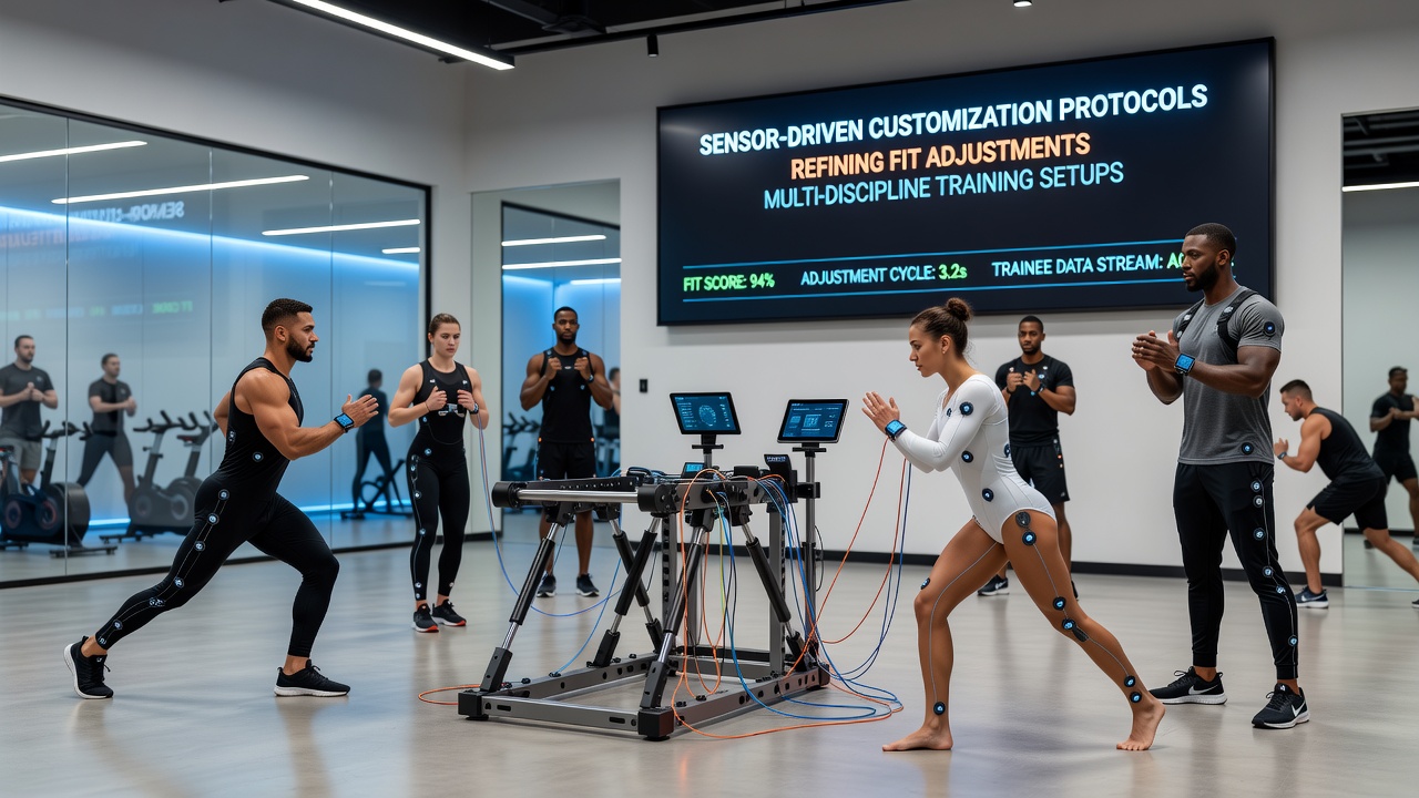 Protective equipment with embedded sensors calibrating impact absorption and fit during varied training drills
