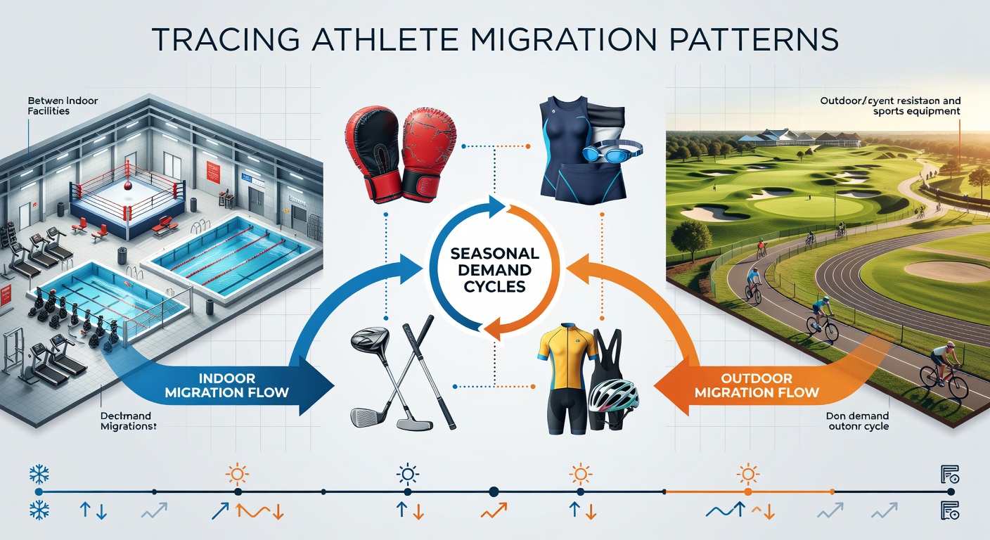 Athletes transitioning from indoor training facilities to outdoor sports venues during seasonal changes affecting equipment demand