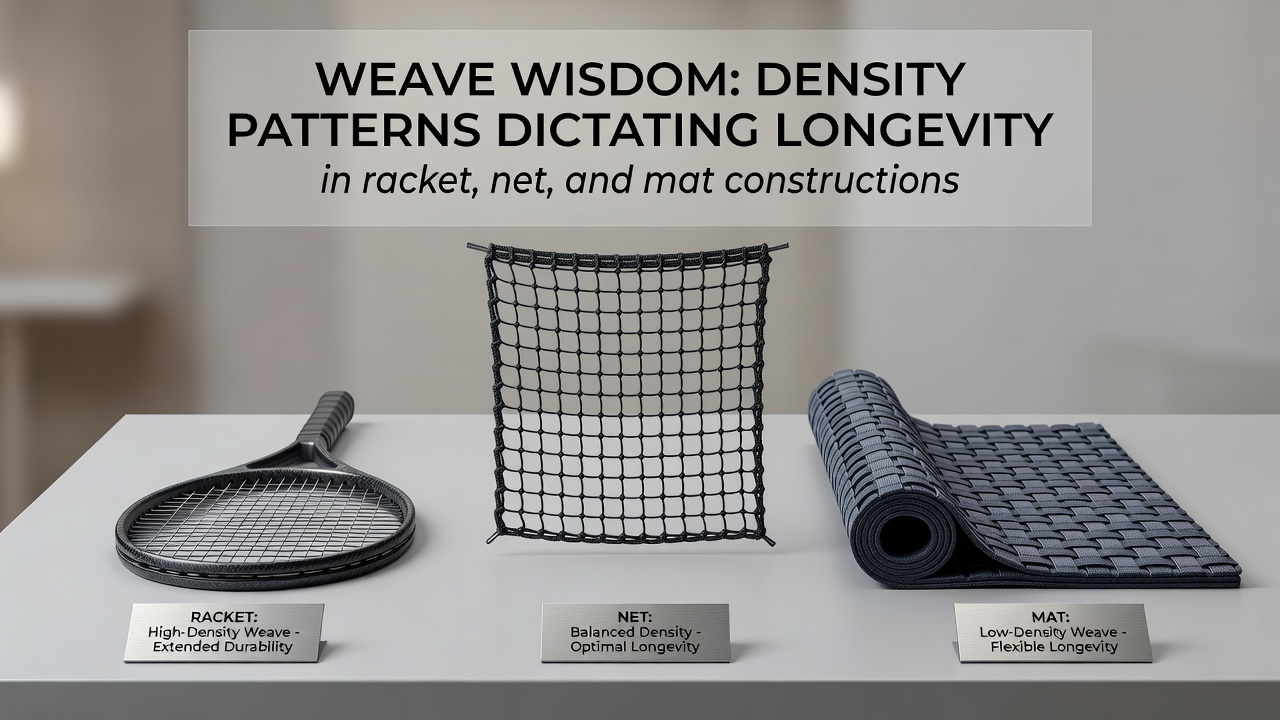 Detailed shot of yoga mat surface textures and net knot patterns illustrating varying density levels